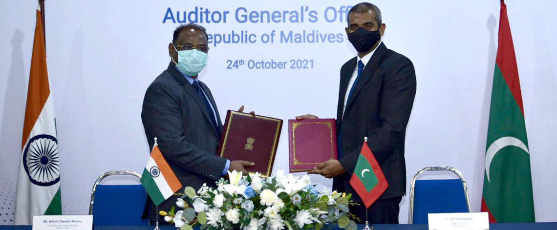 MoU signed between Comptroller and Auditor General Girish Chandra Murmu and Maldives Auditor General Hussain Niyazi to further cooperation.