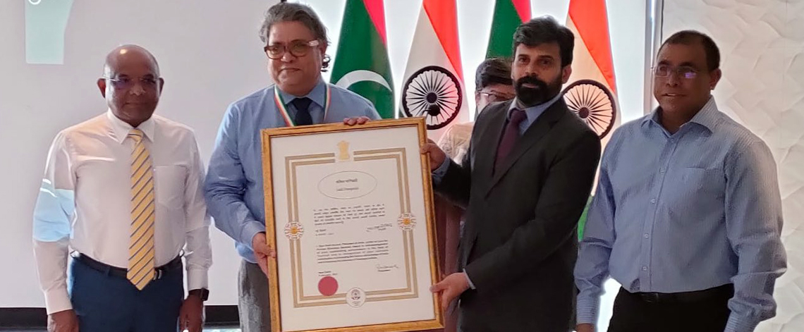 The Pravasi Bharatiya Samman 2021 was conferred on Salil Panigrahi, Founder of Atmosphere Group - making him the 1st Indian from Maldives to receive the coveted award.