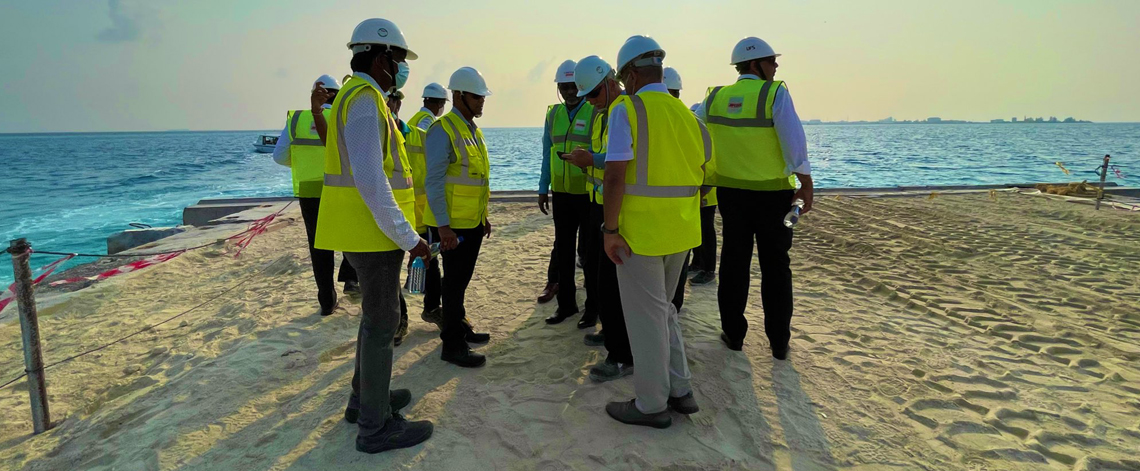 The team visited the Greater Male’ Connectivity Project site to assess the on-ground progress of work