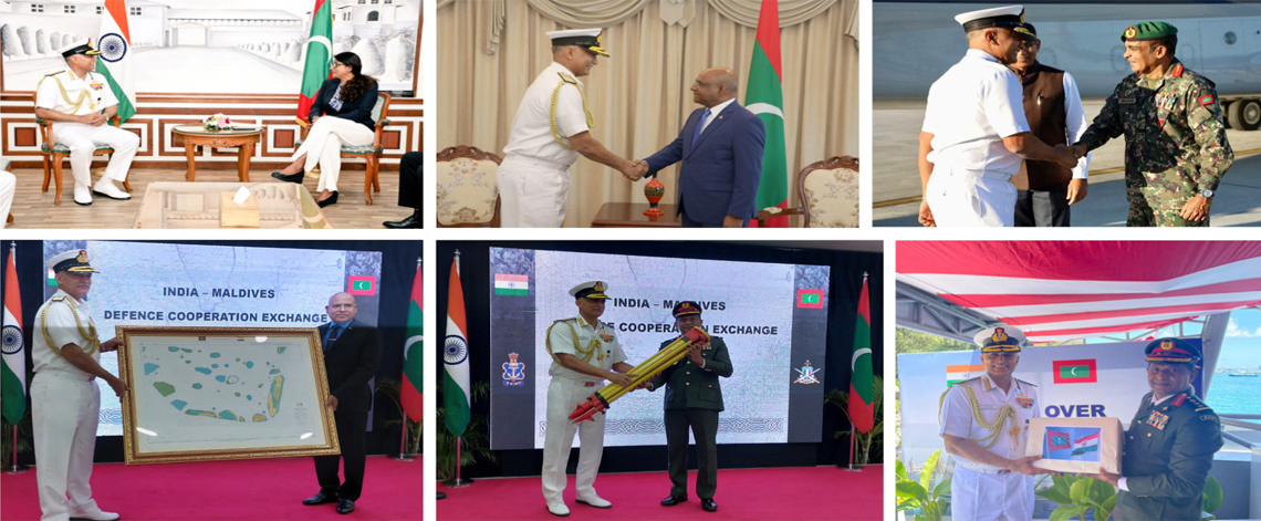 CNS had meetings with Defence Minister Mariya Didi, Foreign Minister Abdulla Shahid and Chief of Defence Force Maj Gen Abdulla Shamaal  he also handed over Hydrography equipment and spares for CGS Huravee and CGS Kaamiyaab .....