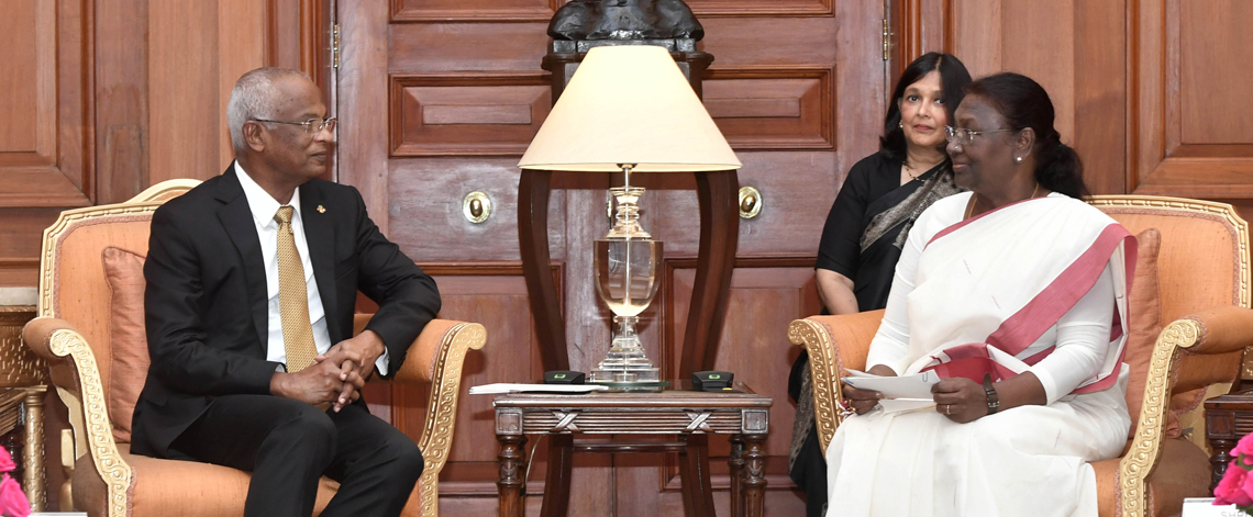 President Ibrahim Mohamed Solih called on President Droupadi Murmu at Rashtrapati Bhavan during his visit to India