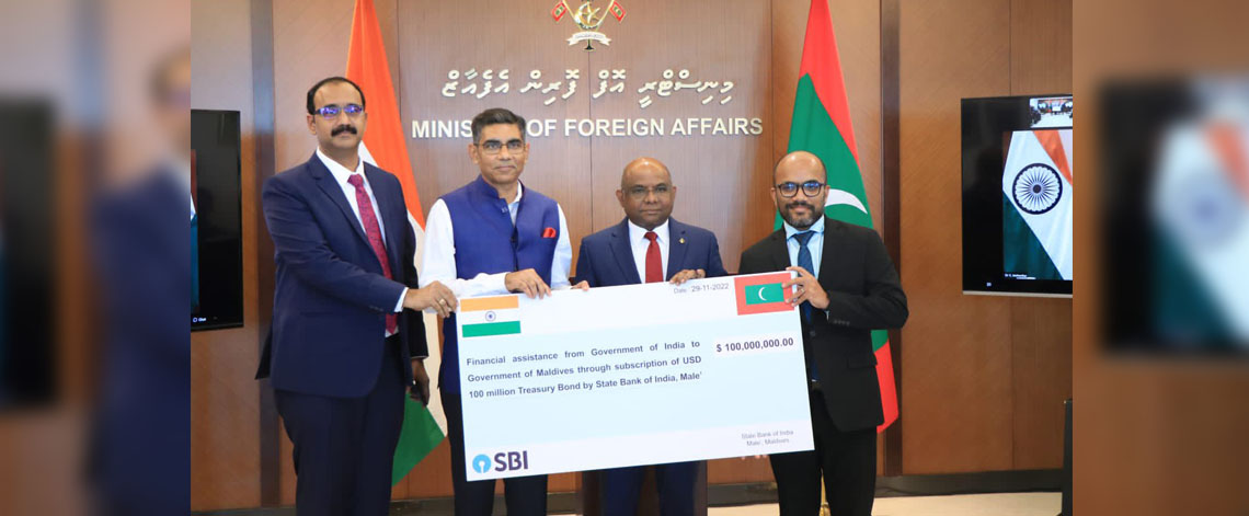 Handing over ceremony of Financial Assistance of USD 100 million to Government of Maldives. (29th November 2022)