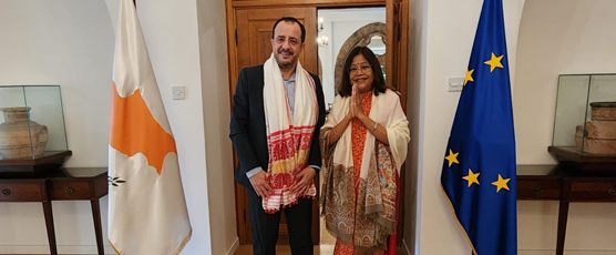 High Commissioner, Ms. Madhumita Hazarika Bhagat paid a farewell call on the President of Republic of Cyprus, H.E. Nikos Christodoulides. They discussed the progress in bilateral relations. High Commissioner thanked the President .....